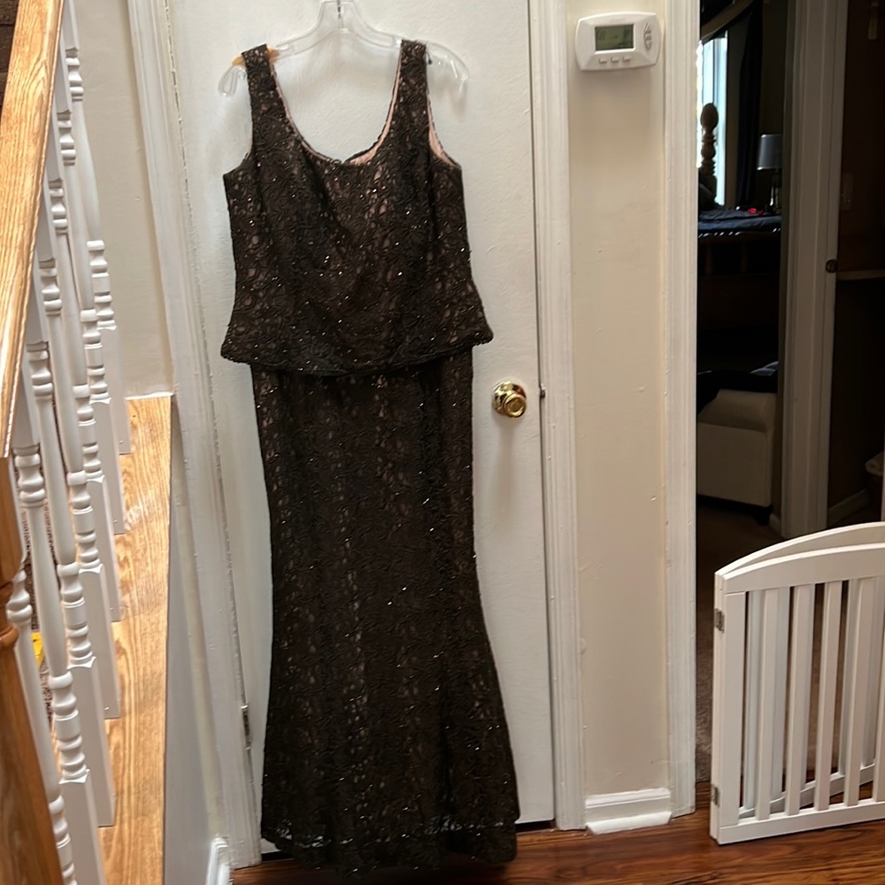 Brown lace sparkle gown
